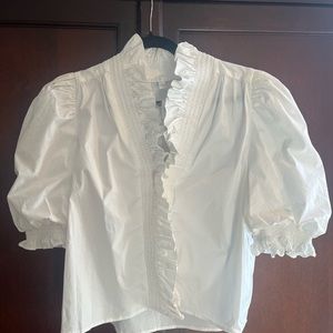 Elegant White Ruffled Women's Top